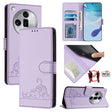 For OPPO Find X7 Ultra Cat Rat Embossed Pattern RFID Leather Phone Case with Lanyard(Purple) - Find X7 Ultra Cases by PMC TechLife | Online Shopping South Africa | PMC TechLife | Buy Now Pay Later Mobicred