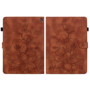 For Amazon Fire HD10 2023 Lily Embossed Leather Tablet Case(Brown)