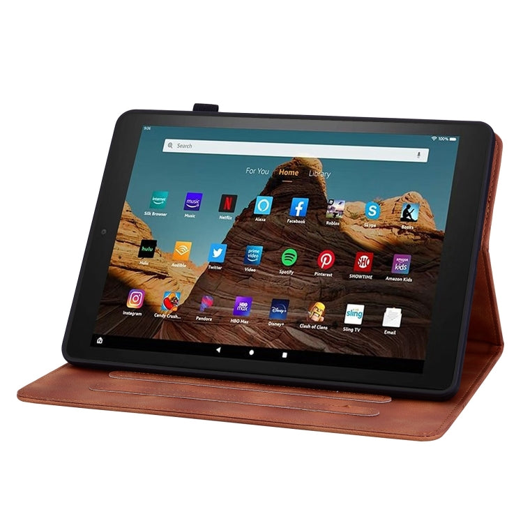 For Amazon Fire HD10 2023 Lily Embossed Leather Tablet Case(Brown)