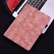 For Amazon Fire HD10 2023 Lily Embossed Leather Tablet Case(Pink)