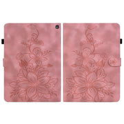 For Amazon Fire HD10 2023 Lily Embossed Leather Tablet Case(Pink)