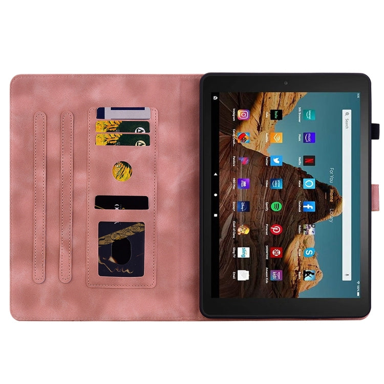 For Amazon Fire HD10 2023 Lily Embossed Leather Tablet Case(Pink)