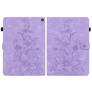 For Amazon Fire HD10 2023 Lily Embossed Leather Tablet Case(Purple)