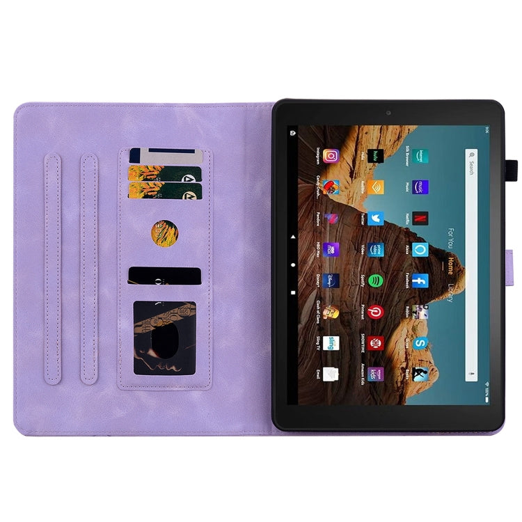 For Amazon Fire HD10 2023 Lily Embossed Leather Tablet Case(Purple)