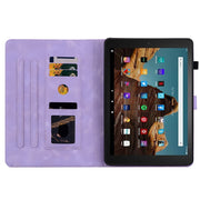 For Amazon Fire HD10 2023 Lily Embossed Leather Tablet Case(Purple)