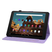 For Amazon Fire HD10 2023 Lily Embossed Leather Tablet Case(Purple)