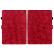 For Amazon Fire HD10 2023 Lily Embossed Leather Tablet Case(Red)