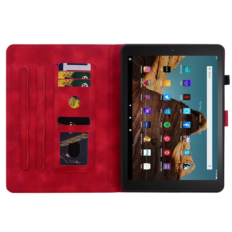 For Amazon Fire HD10 2023 Lily Embossed Leather Tablet Case(Red)