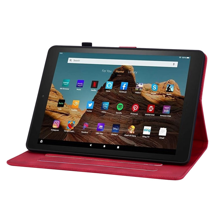 For Amazon Fire HD10 2023 Lily Embossed Leather Tablet Case(Red)