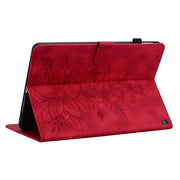 For Amazon Fire HD10 2023 Lily Embossed Leather Tablet Case(Red)