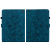 For Amazon Fire HD10 2023 Lily Embossed Leather Tablet Case(Dark Blue)
