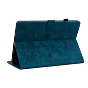 For Amazon Fire HD10 2023 Lily Embossed Leather Tablet Case(Dark Blue)