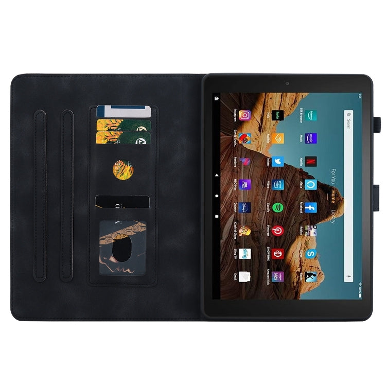 For Amazon Fire HD10 2023 Lily Embossed Leather Tablet Case(Black)