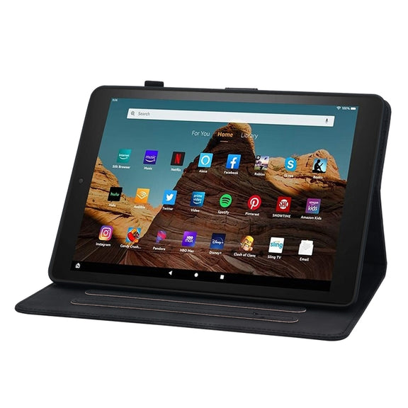 For Amazon Fire HD10 2023 Lily Embossed Leather Tablet Case(Black)