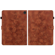 For Amazon Fire Max 11 Lily Embossed Leather Tablet Case(Brown)