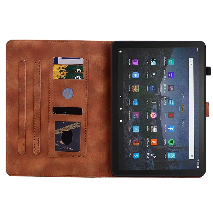 For Amazon Fire Max 11 Lily Embossed Leather Tablet Case(Brown)