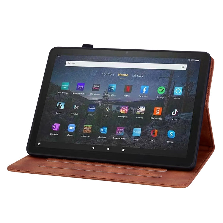 For Amazon Fire Max 11 Lily Embossed Leather Tablet Case(Brown)