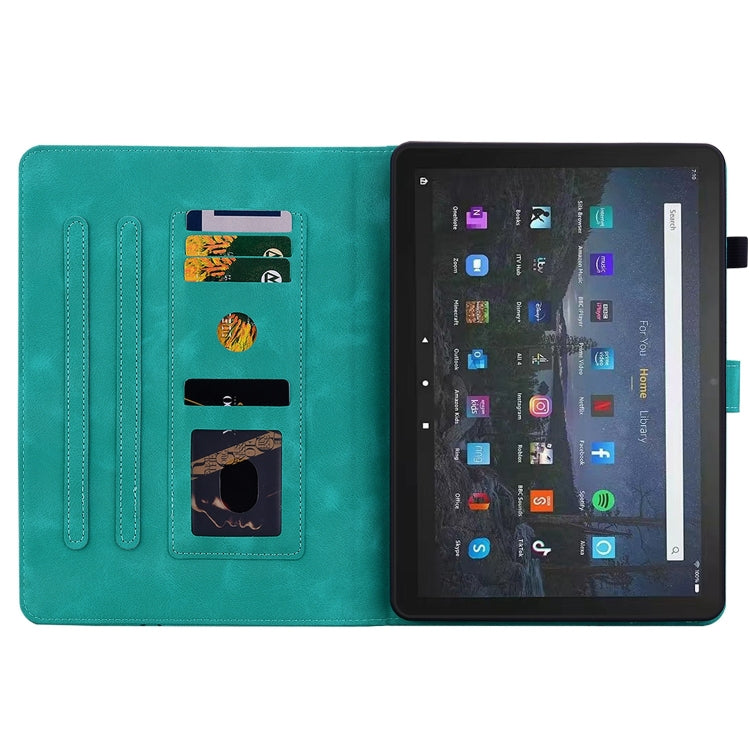 For Amazon Fire Max 11 Lily Embossed Leather Tablet Case(Green)