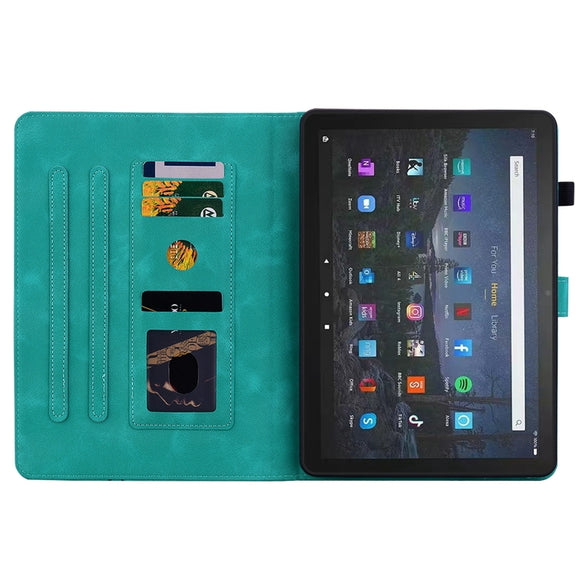 For Amazon Fire Max 11 Lily Embossed Leather Tablet Case(Green)