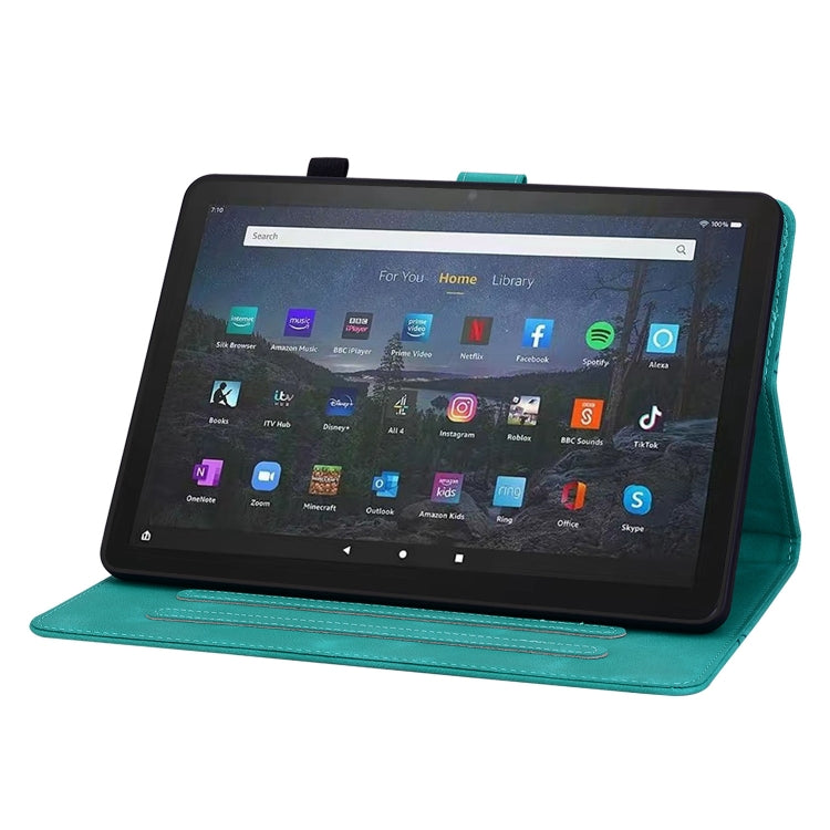 For Amazon Fire Max 11 Lily Embossed Leather Tablet Case(Green)