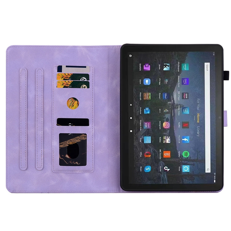For Amazon Fire Max 11 Lily Embossed Leather Tablet Case(Purple)