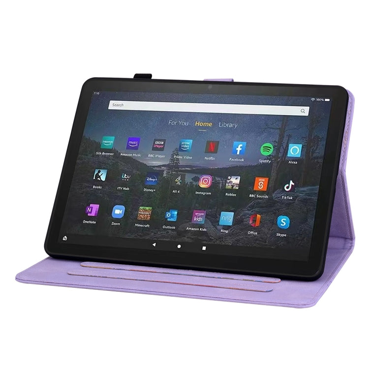 For Amazon Fire Max 11 Lily Embossed Leather Tablet Case(Purple)