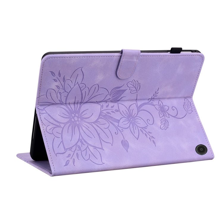For Amazon Fire Max 11 Lily Embossed Leather Tablet Case(Purple)