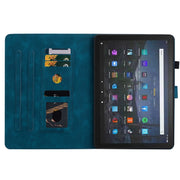 For Amazon Fire Max 11 Lily Embossed Leather Tablet Case(Dark Blue)