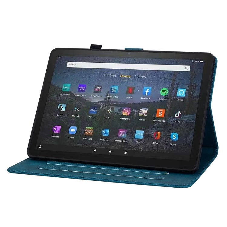 For Amazon Fire Max 11 Lily Embossed Leather Tablet Case(Dark Blue)