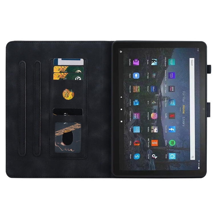 For Amazon Fire Max 11 Lily Embossed Leather Tablet Case(Black)
