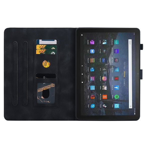 For Amazon Fire Max 11 Lily Embossed Leather Tablet Case(Black)