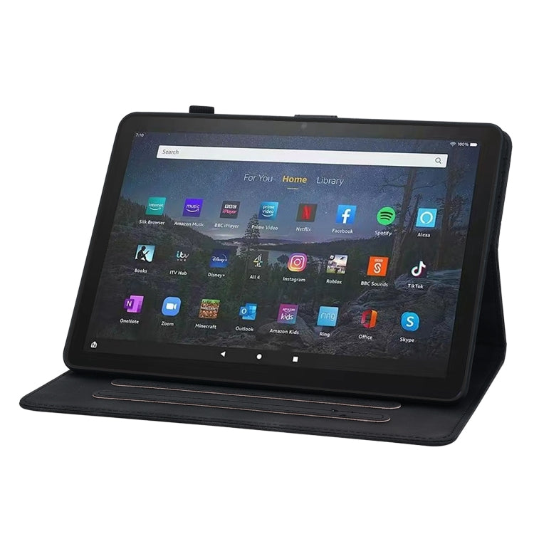 For Amazon Fire Max 11 Lily Embossed Leather Tablet Case(Black)