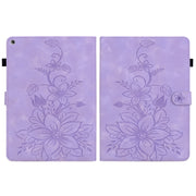 For Amazon Fire HD8 2015-2018 Lily Embossed Leather Tablet Case(Purple)