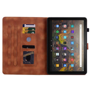 For Amazon Fire HD10 2019/2017 Lily Embossed Leather Smart Tablet Case(Brown)