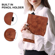 For Amazon Fire HD10 2019/2017 Lily Embossed Leather Smart Tablet Case(Brown)