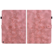 For Amazon Fire HD10 2019/2017 Lily Embossed Leather Smart Tablet Case(Pink)