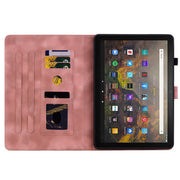 For Amazon Fire HD10 2019/2017 Lily Embossed Leather Smart Tablet Case(Pink)