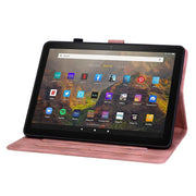 For Amazon Fire HD10 2019/2017 Lily Embossed Leather Smart Tablet Case(Pink)