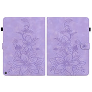 For Amazon Fire HD10 2019/2017 Lily Embossed Leather Smart Tablet Case(Purple)