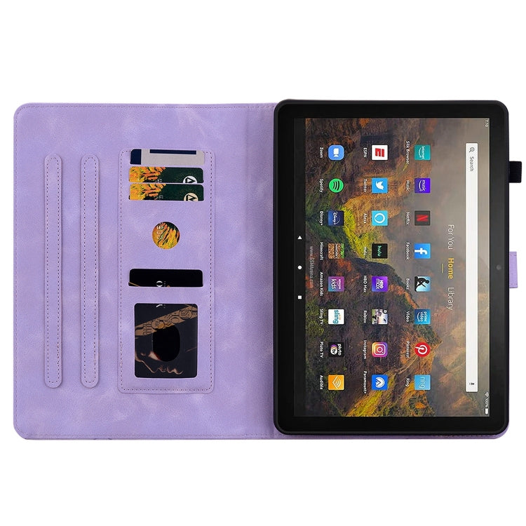 For Amazon Fire HD10 2019/2017 Lily Embossed Leather Smart Tablet Case(Purple)