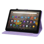 For Amazon Fire HD10 2019/2017 Lily Embossed Leather Smart Tablet Case(Purple)