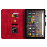 For Amazon Fire HD10 2019/2017 Lily Embossed Leather Smart Tablet Case(Red)