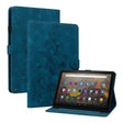 For Amazon Fire HD10 2019/2017 Lily Embossed Leather Smart Tablet Case(Dark Blue) - Amazon by PMC TechLife | Online Shopping South Africa | PMC TechLife | Buy Now Pay Later Mobicred