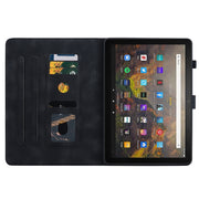 For Amazon Fire HD10 2019/2017 Lily Embossed Leather Smart Tablet Case(Black)