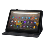 For Amazon Fire HD10 2019/2017 Lily Embossed Leather Smart Tablet Case(Black)