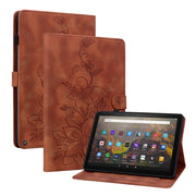 For Amazon Fire HD10 / HD10 Plus 2021 Lily Embossed Leather Smart Tablet Case(Brown)