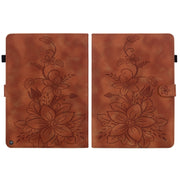 For Amazon Fire HD10 / HD10 Plus 2021 Lily Embossed Leather Smart Tablet Case(Brown)