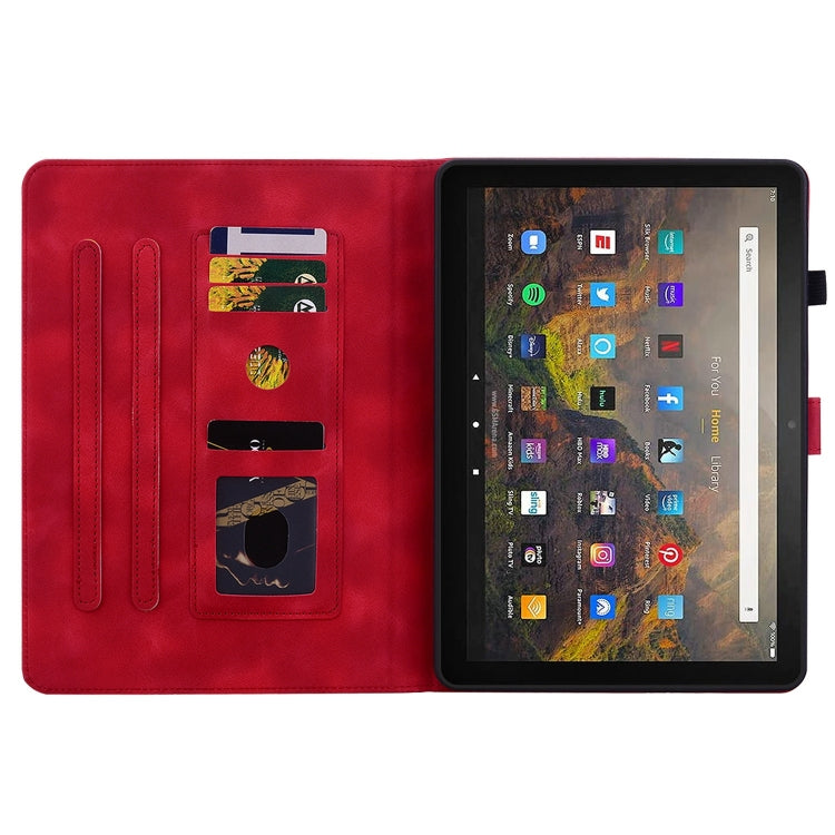 For Amazon Fire HD10 / HD10 Plus 2021 Lily Embossed Leather Smart Tablet Case(Red)