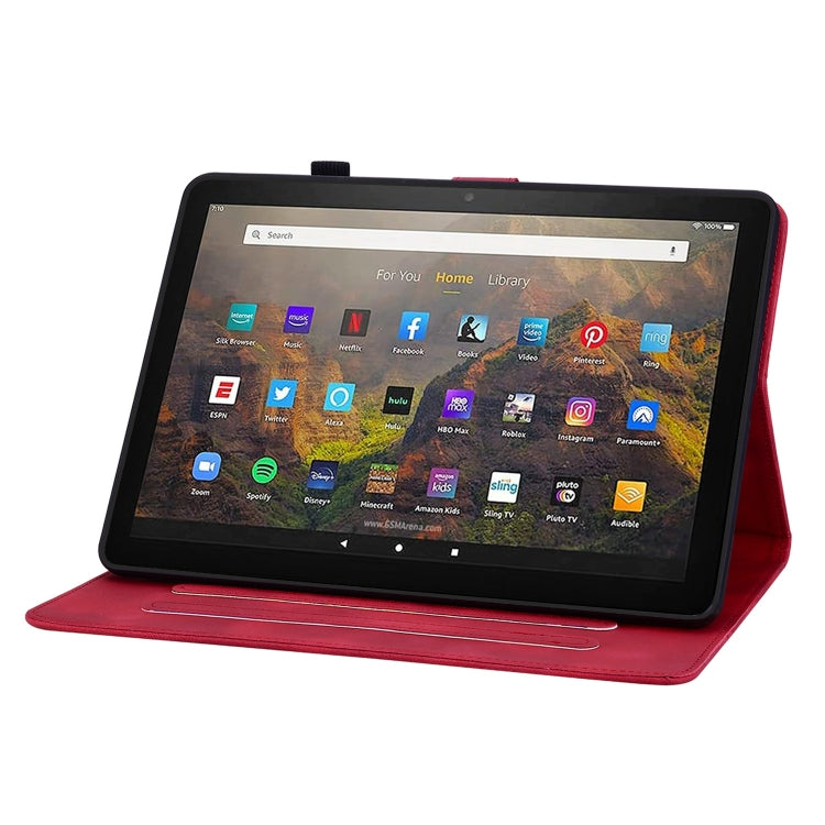 For Amazon Fire HD10 / HD10 Plus 2021 Lily Embossed Leather Smart Tablet Case(Red)