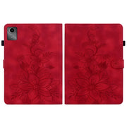For Lenovo Tab M11/Xiaoxin Pad 11 2024 Lily Embossed Leather Tablet Case(Red)